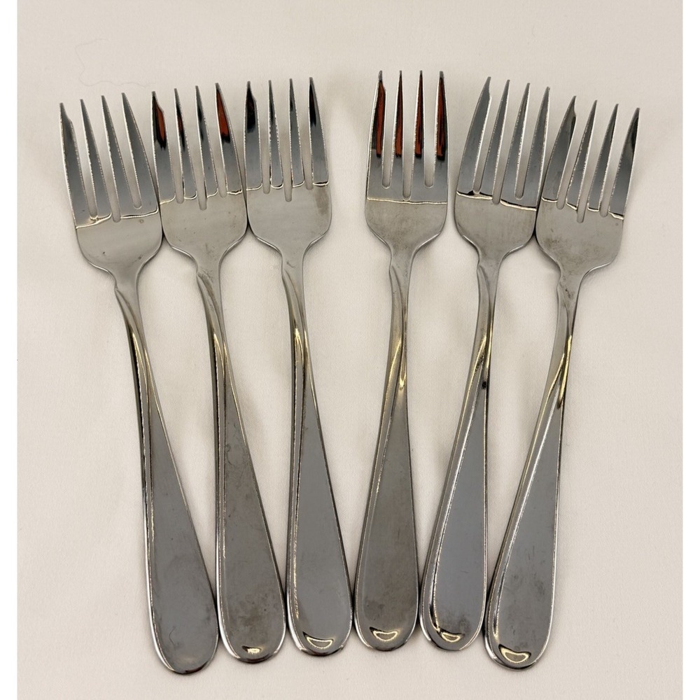 6 Oneida Flight Reliance Stainless Steel Salad Forks Flatware Set